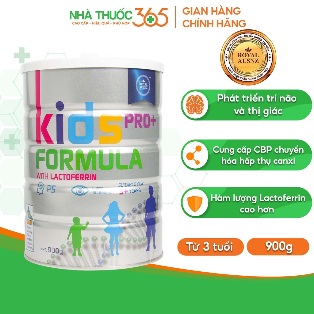 Sữa Bột Hoàng Gia Úc Royal Ausnz Kids Pro+ Formula With Lactoferrin Bổ Sung Dưỡng Chất Cho Trẻ Từ 3 Tuổi 900g