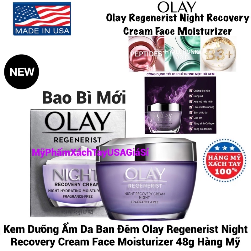 Kem dưỡng ban đêm Olay Regenerist Night Recovery advanced Anti-Aging Cream 48g Nhập Khẩu USA
