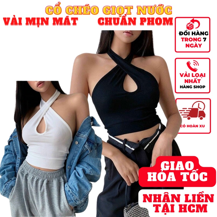 Áo croptop nữ đẹp ôm body dây chéo cổ thun borrip phong cách kiểu hàn quốc cực dễ thương tôn dáng thời trang A143