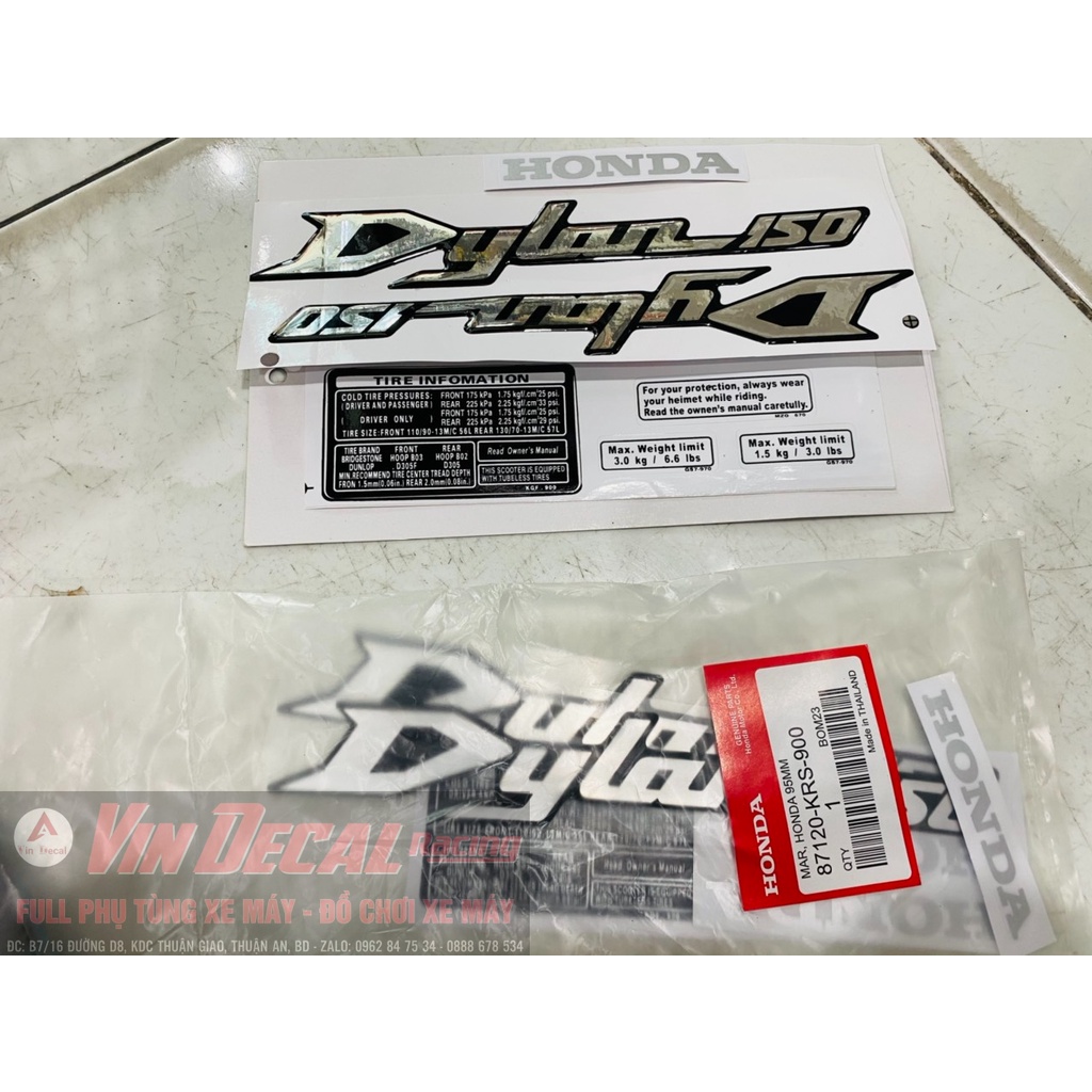 Bộ tem thông số Dylan 150 main Thái Lan