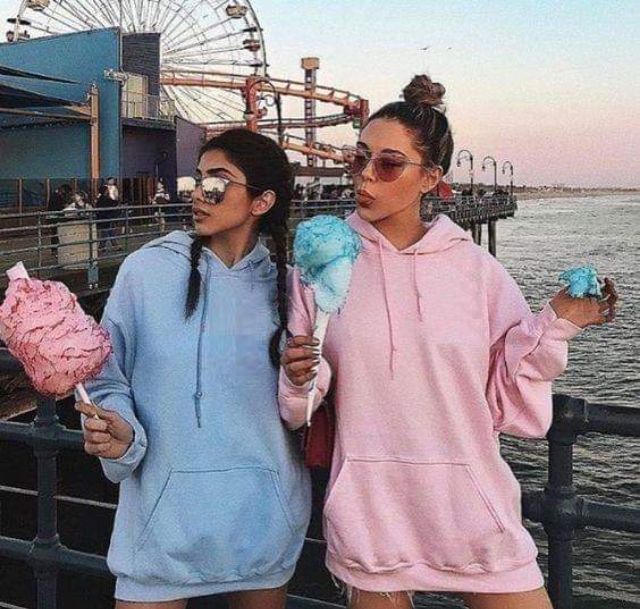 (CÓ VIDEO) Áo Hoodie Tay Dài Túi Bụng Trơn Xanh Pastel Unisex