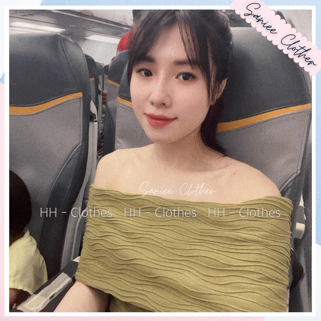 Váy nữ 2 dây trễ vai trơn đầm nữ 2 dây sexy tiểu thư gợn sóng chất đũi nhăn mềm cao cấp Saniee Clother