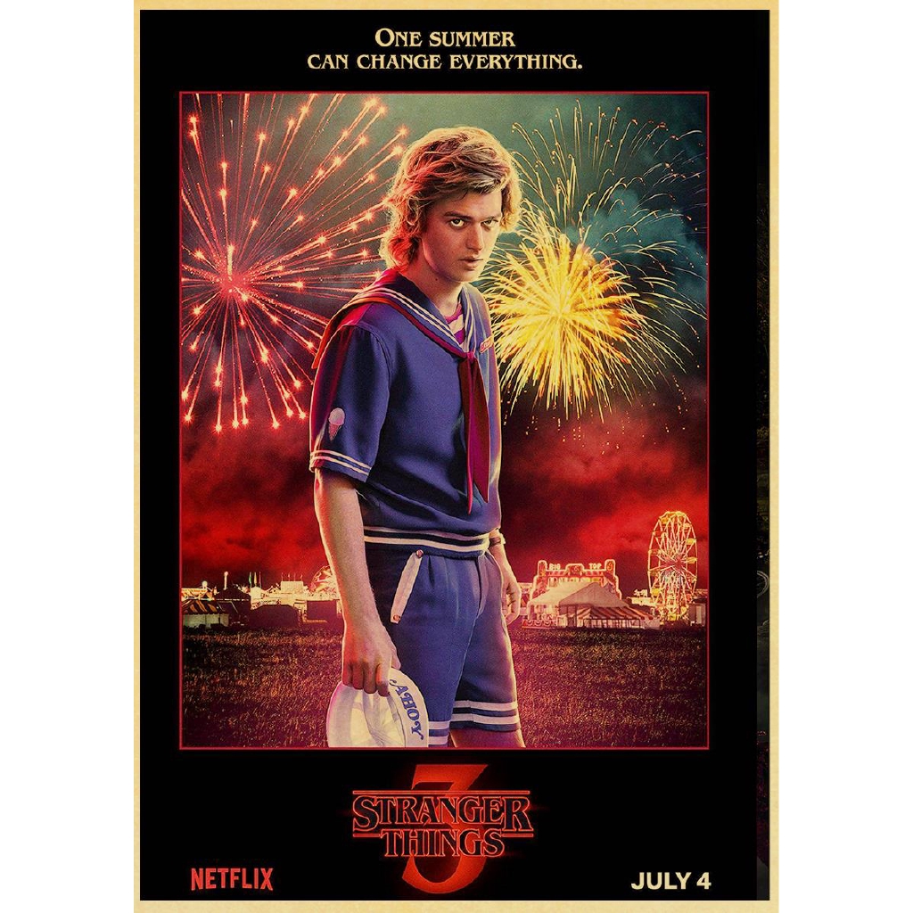 Tranh treo tường hình phim Stranger Things Season 3 bằng giấy Kraft kích thước 42*30cm 2019