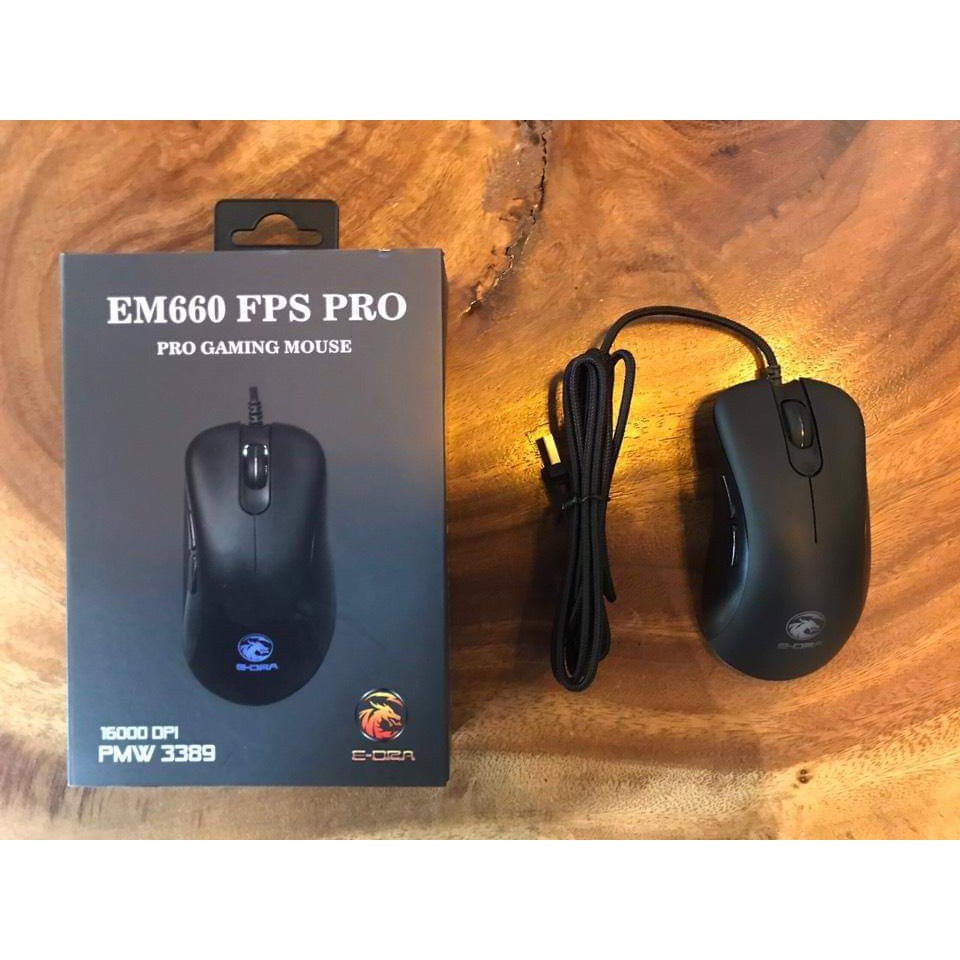 Chuột Gaming Edra EM660 Pro / Lite Pink /Black , Cảm biến PMW3389 FPS 16000 DPI