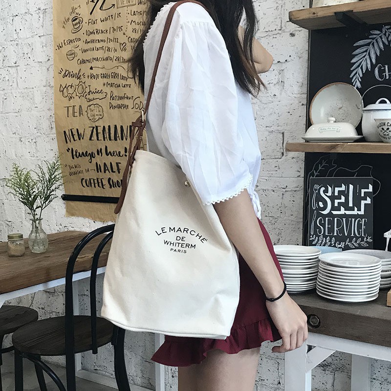 Túi Tote Đeo Chéo Vải Canvas Dày Dặn Kết Hợp Quai Da Siêu Chất Hàng Quảng Châu Loại 1 Tặng Kèm Ví Nhỏ Xinh Xắn