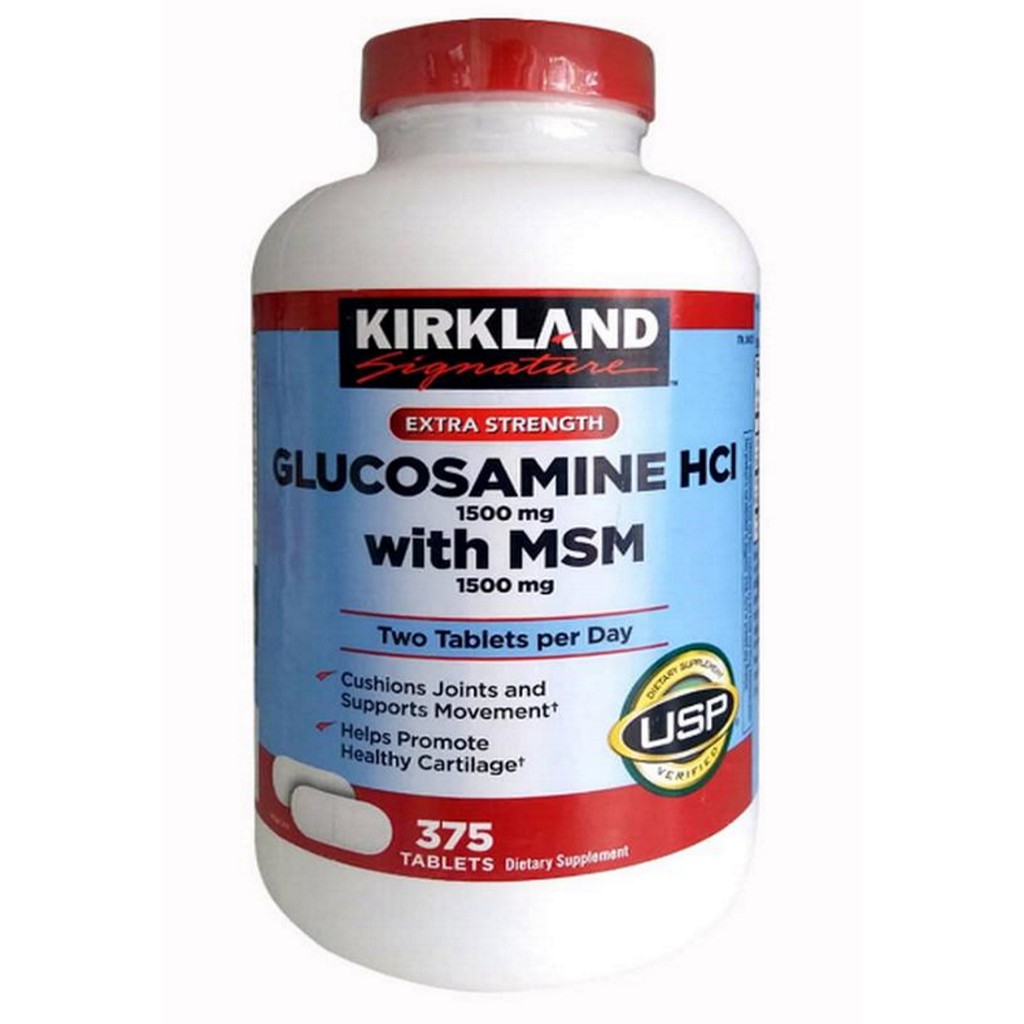 Viên uống bổ khớp Glucosamin HCL & MSM 1500mg Kirkland Signature 375 viên của Mỹ
