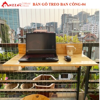 Bàn gỗ treo ban công gấp gọn chất liệu gỗ thông nhập khẩu cao cấp Anzzar BBC-04