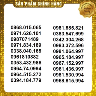 Sim đẹp ĐẠI HẠ GIÁ cùng nhiều ưu đãi