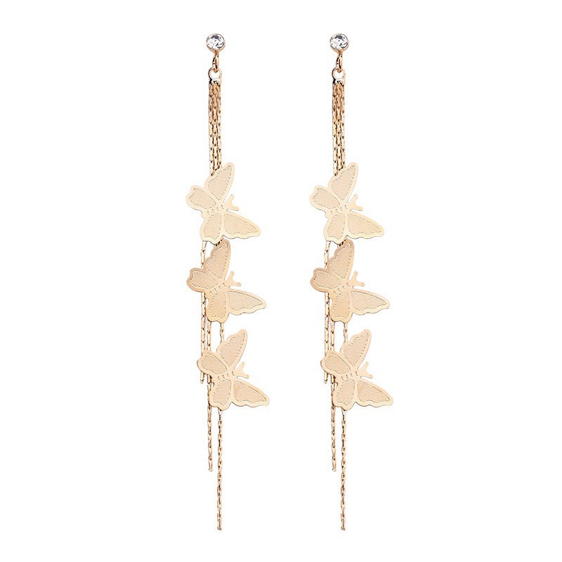 Bông Tai Dài Hình Bướm Bằng Thép Titan Ngọt Ngào