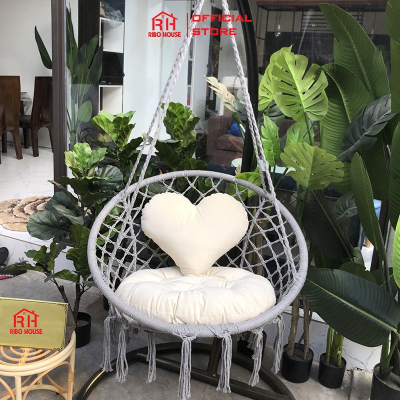 Ghế xích đu RIBO HOUSE dạng võng tinh tế trọng lượng 160kg, ghế thư giãn trang trí ban công phòng ngủ quán cafeRIBO152