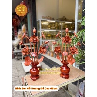 Hoa sen gỗ hương đá cao 65cm