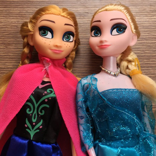 Búp bê Elsa &amp; Anna có khớp hộp ép kính 30cm