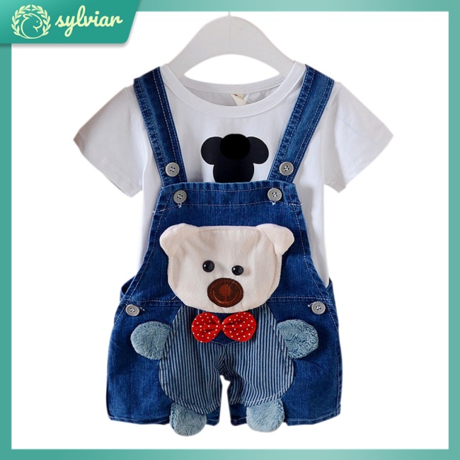 Quần Yếm Jeans In Hình Hoạt Hình Dễ Thương Dành Cho Trẻ Nhỏ