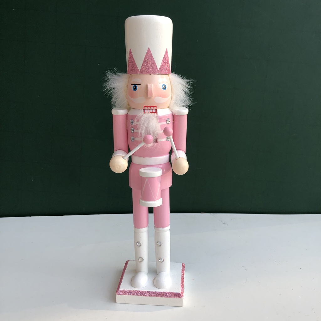 Bộ 4 Mô Hình Chú Lính Chì Gỗ Màu Hồng Decor Trang Trí Giáng Sinh - Noel Cao 30cm hoặc 23cm