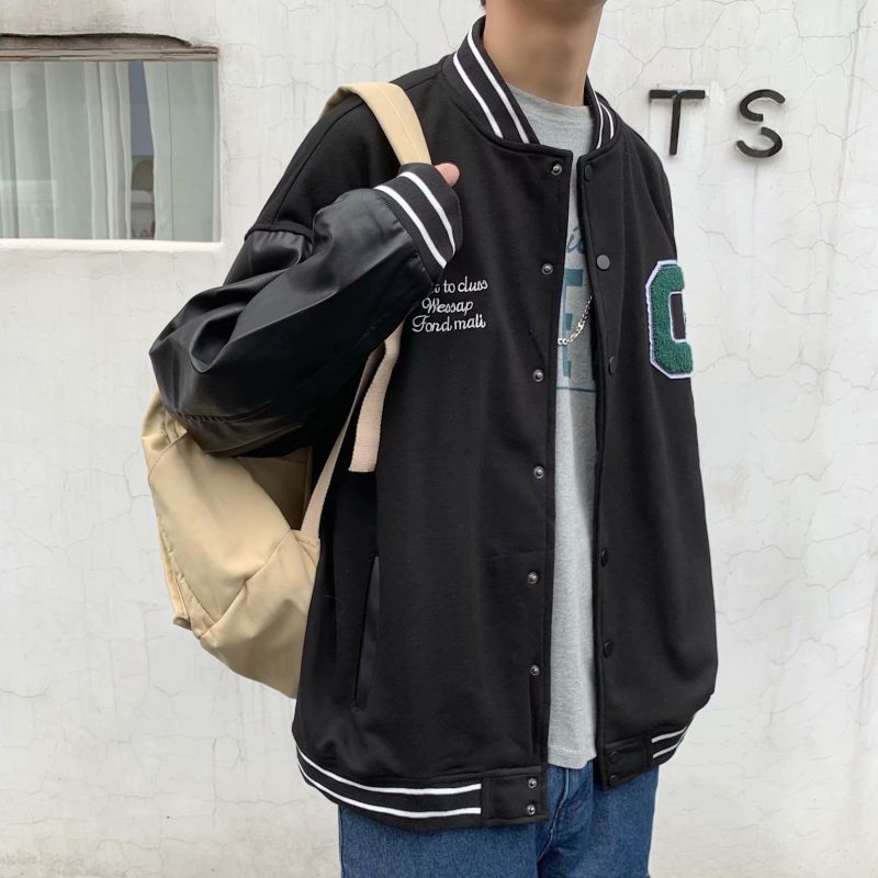 ORDER_ Khoác Bomber Chữ Thêu Phối Tay Da Ulzzang | BigBuy360 - bigbuy360.vn