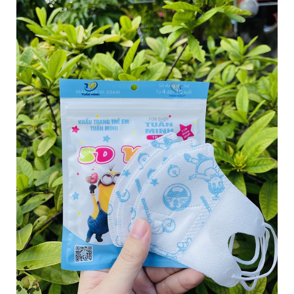 Khẩu Trang kháng khuẩn 5D Mask TM  Chính Hãng( hộp 50c) Khẩu trang trẻ e 5D Kid