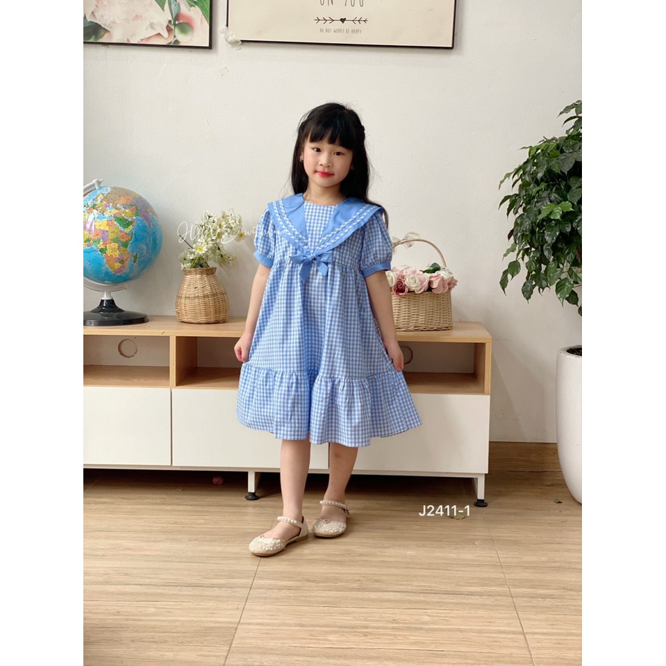 ĐẦM THỦY THỦ SỌC CARO ĐÍNH NƠ SIÊU XINH