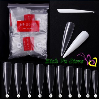 Móng úp nhọn form dài | 10size(xem kỹ kích thước giúp shop)