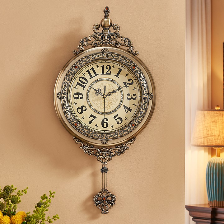 Đồng hồ treo tường quả lắc cổ điển mặt số La Mã hoặc số hiện đại - Đồng hồ trang trí phòng khách đẹp và quà biếu tặng