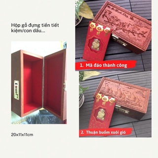 HỘP GỖ HƯƠNG ĐỰNG TIỀN LIXI/ TIẾT KIỆM SIZE 22X11X11CM