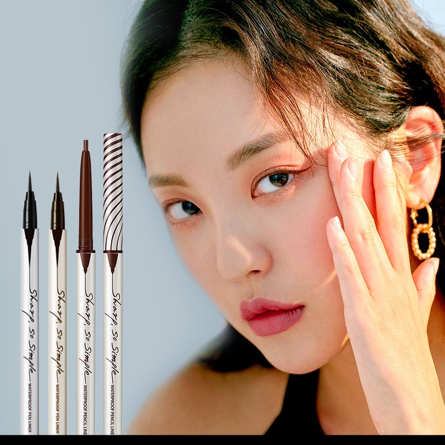 Chì kẻ mắt Clio siêu mảnh Sharp So Simple Waterproof Pencil Liner không lem không trôi dễ kẻ