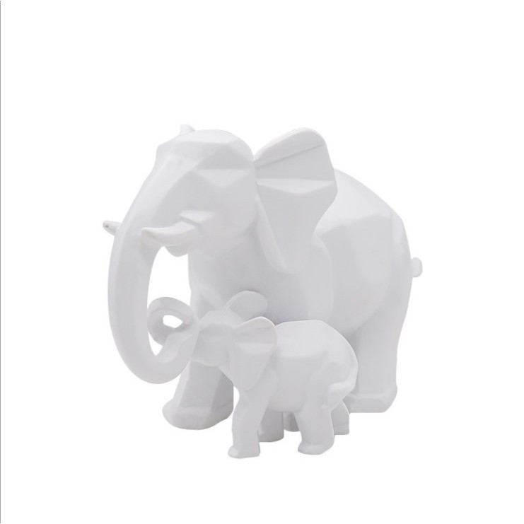 Cặp mô hình voi màu trắng trang trí Jassi Decor