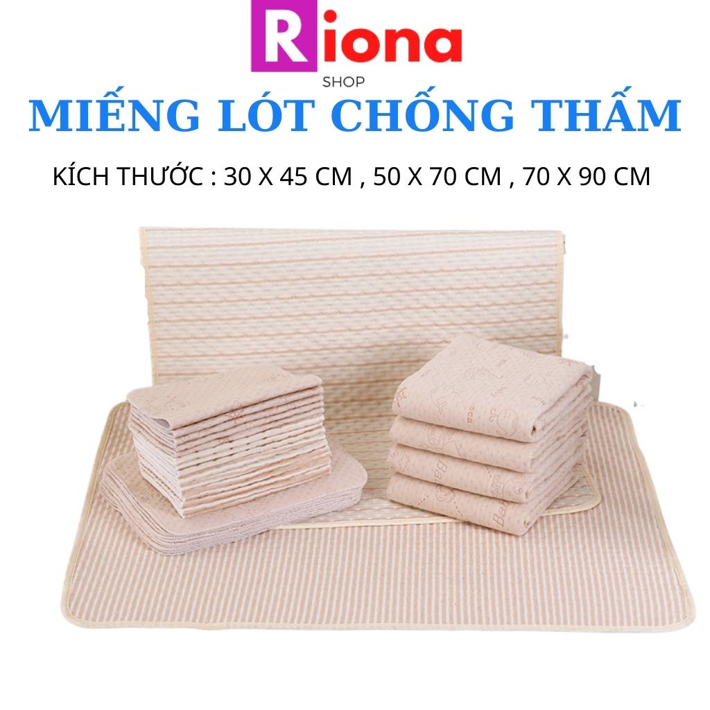 Tấm lót chống thấm cho bé sơ sinh trải giường thay bỉm tã miếng lót cotton tự nhiên 70 x 90 cm rionashop
