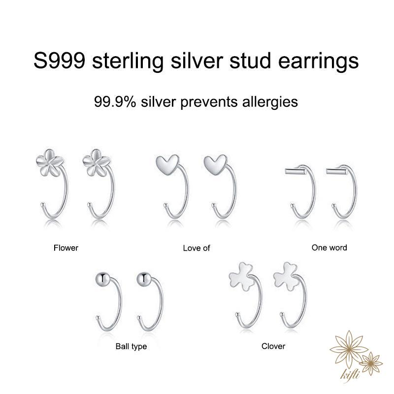 【kifli】Bông tai dạng vòng mini kiểu dáng đơn giản thời trang cho nữ