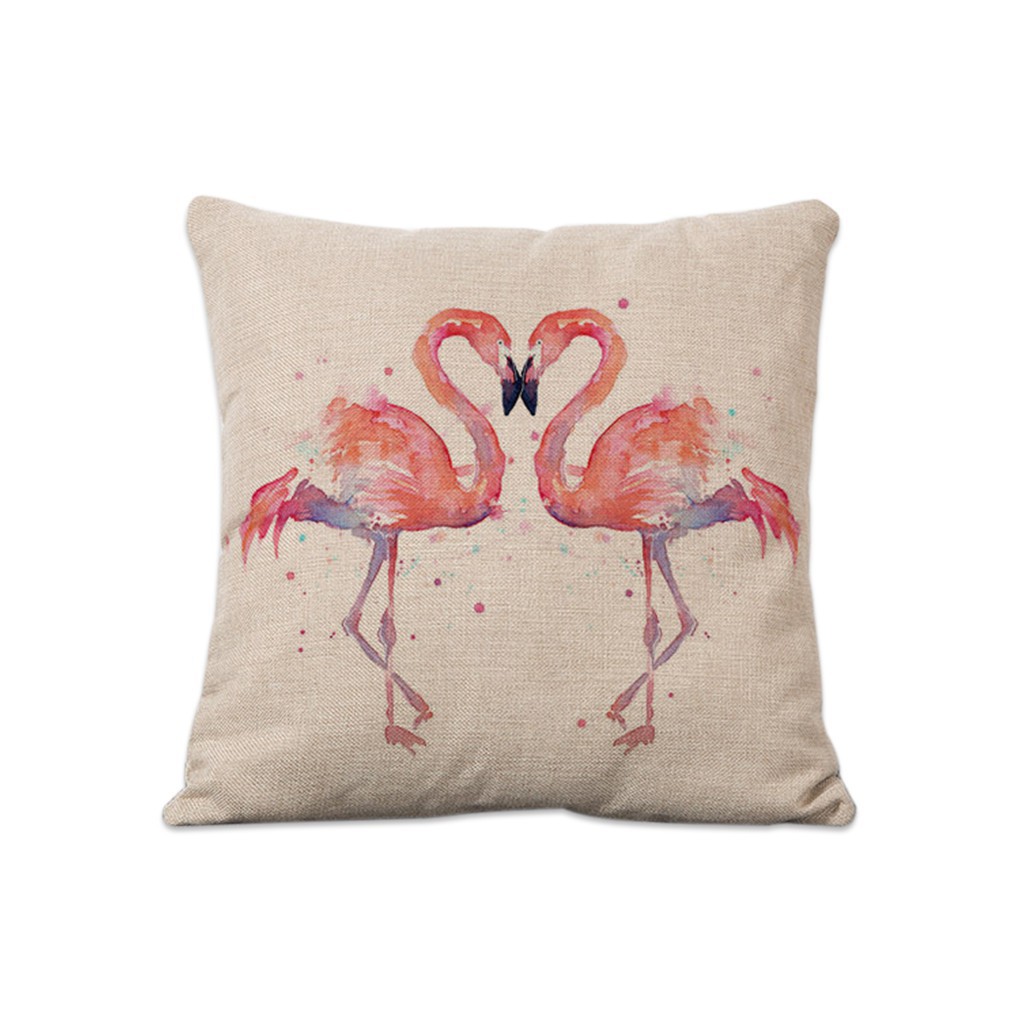 Flamingos Pattern Cotton Linen Cushion Cover Pillowcase Good ranchotion