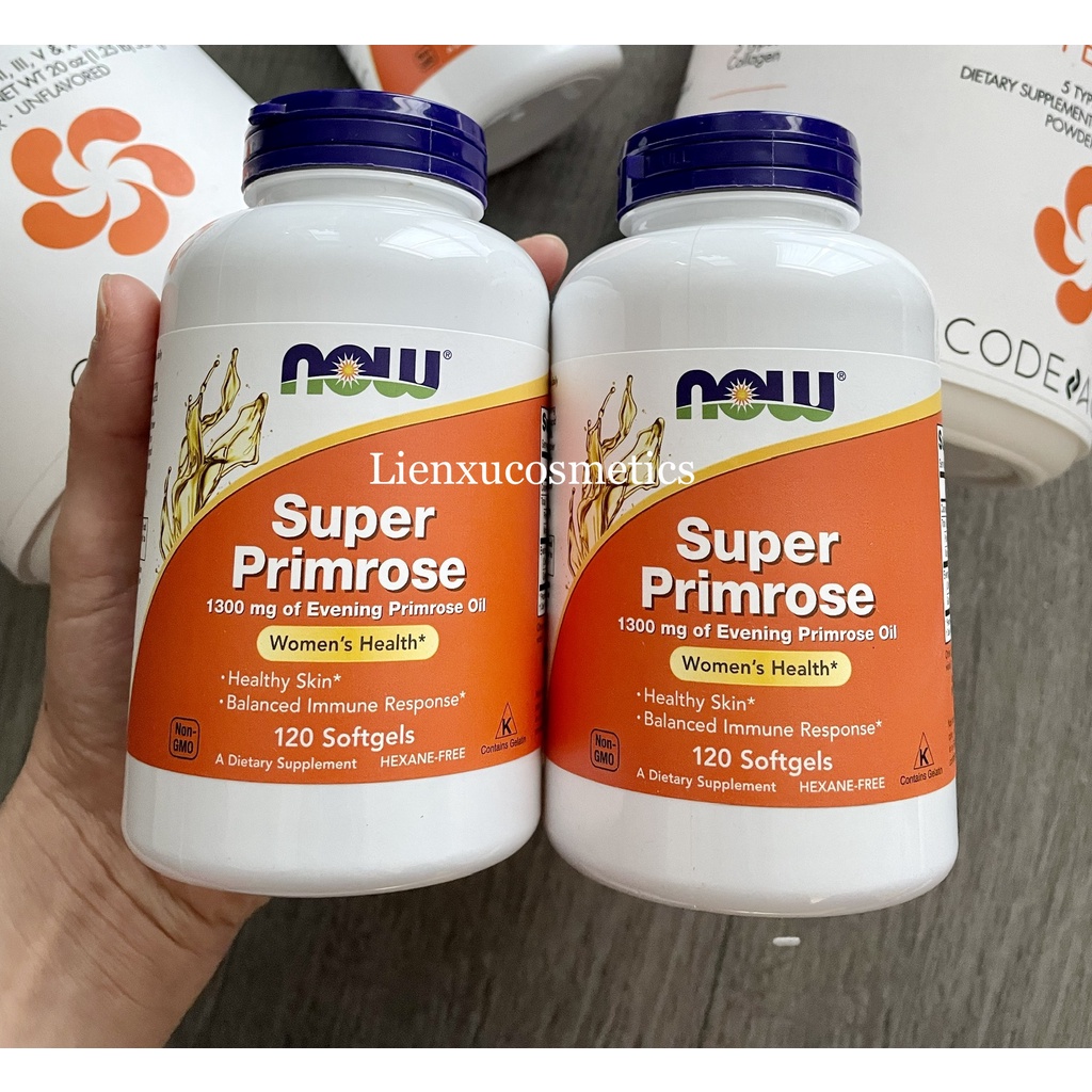 Tinh dầu hoa anh thảo Now Super Primrose 1300mg 120 viên; HSD T5/2024