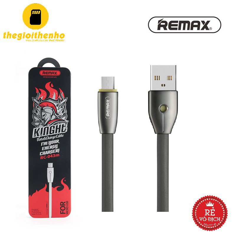 CÁP SẠC MICRO USB REMAX KNIGHT RC-043M CHÍNH HÃNG- BH 12 THÁNG