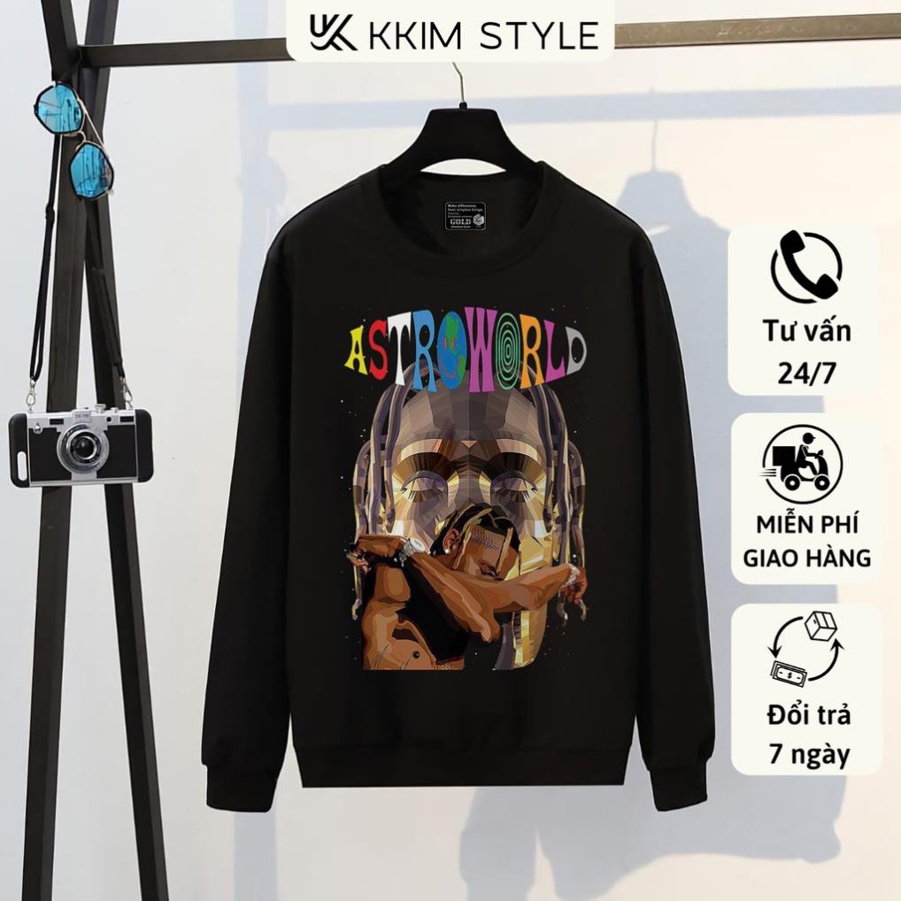 Áo Sweater Astroworld - Travis Scott , Form Rộng Hot Trend - Nỉ Dài Tay Unisex Nam Nữ. KKIM Style