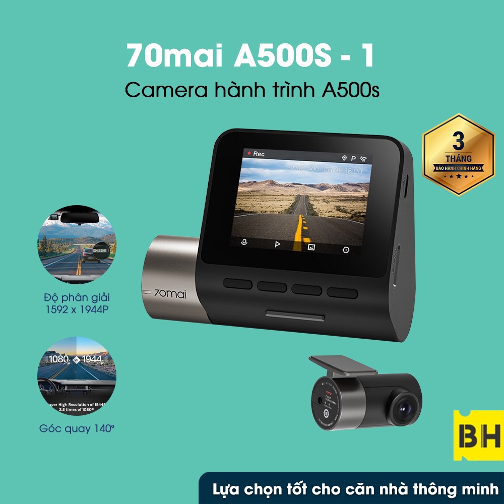 camera hành trình ô tô 70mai dash cam pro plus a500s 1 bản quốc tế quay trước và sau độ phân giải 1944p siêu nét