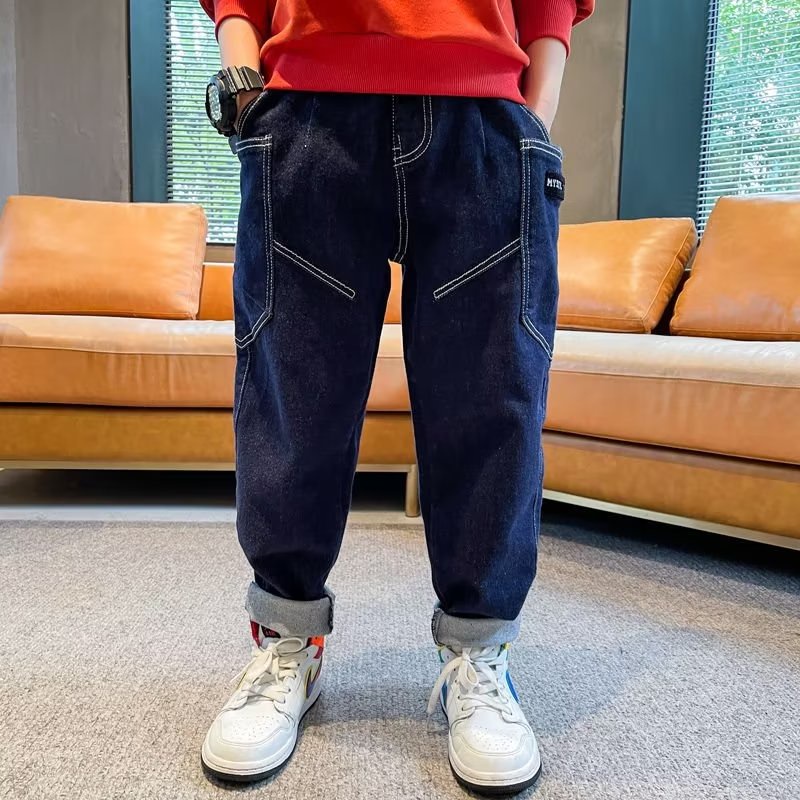 Quần jean BXPB dài ống rộng thoải mái phong cách mới thời trang dành cho bé trai 3-15 tuổi
