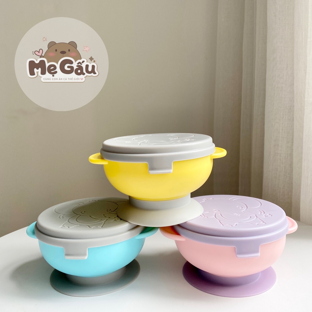 Bát ăn dặm silicone có đế hít chắc chắn