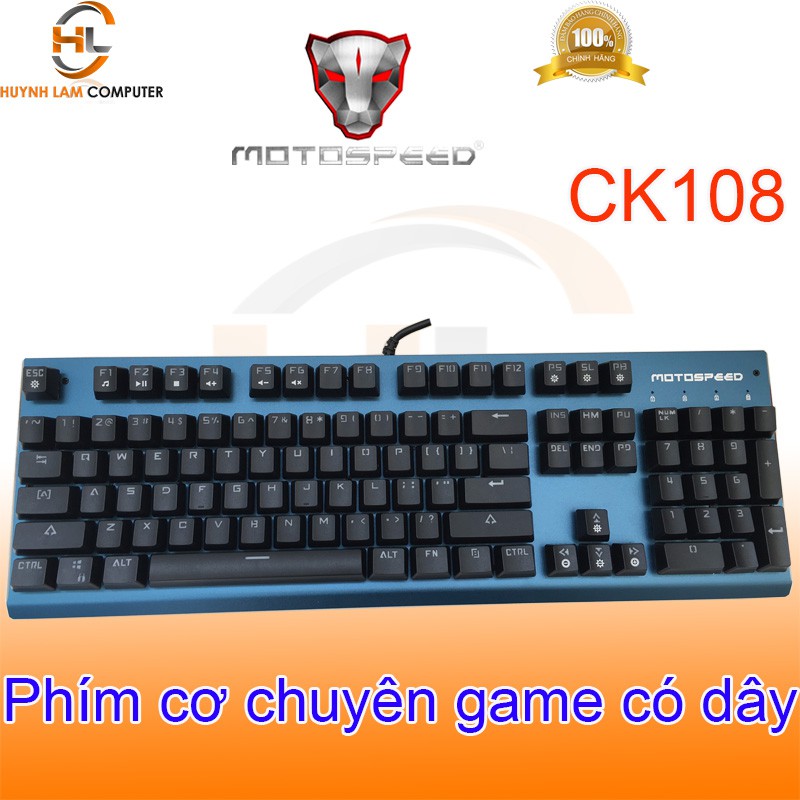 Phím cơ chuyên game MotoSpeed CK108 (xanh) Led nhiều chế độ - NWH phân phối