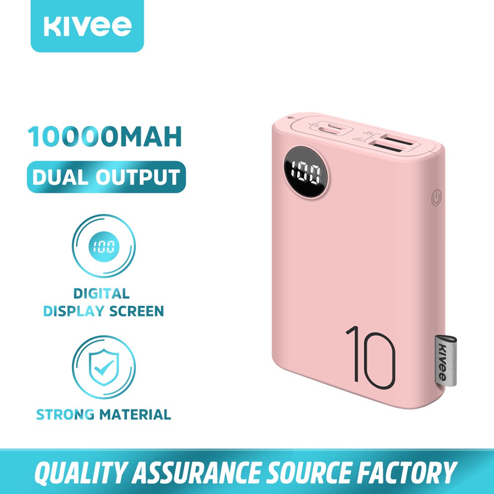 [ Chính Hãng Kivee ] Pin Sạc dự phòng dung lượng 10000 mAh PF23 màn hình hiển thị LED hỗ trợ sạc nhanh
