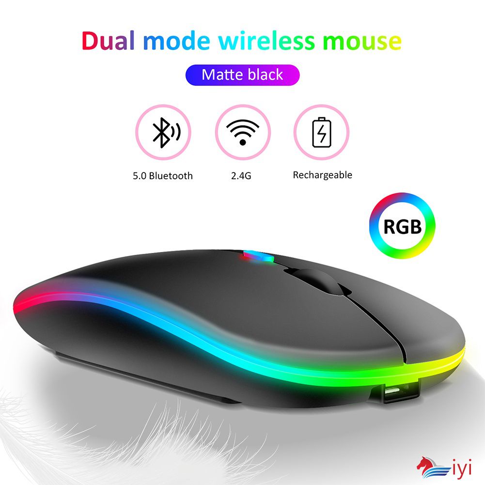 Mới Chuột Không Dây Bluetooth Với Usb Sạc Rgb Chuột Cho Máy Tính Laptop Macbook Chuột Chơi Game Game Thủ 2.4Ghz 1600dpi