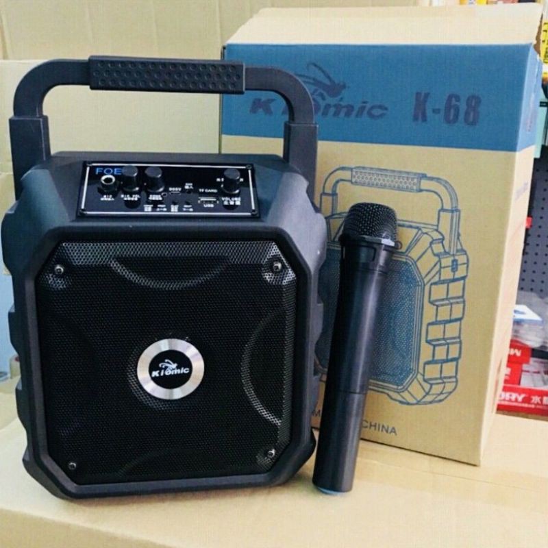 Loa hát karaoke k68 tặng kèm mic hát không dây.