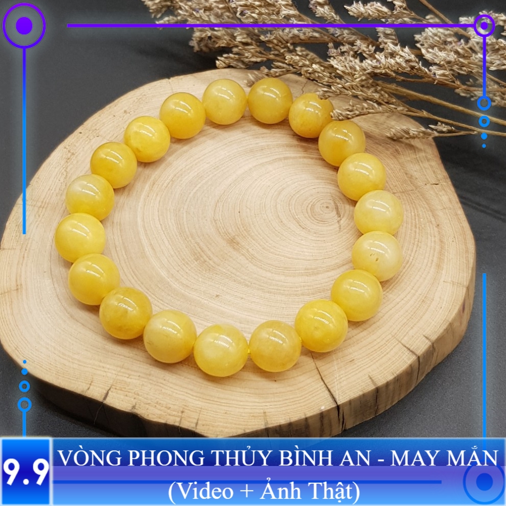 Vòng tay Phong thủy Vàng may mắn, tài lộc, bình an phù hợp Nam Nữ Mệnh Thổ, Kim - Đủ size 8,10,12 ly (mm)