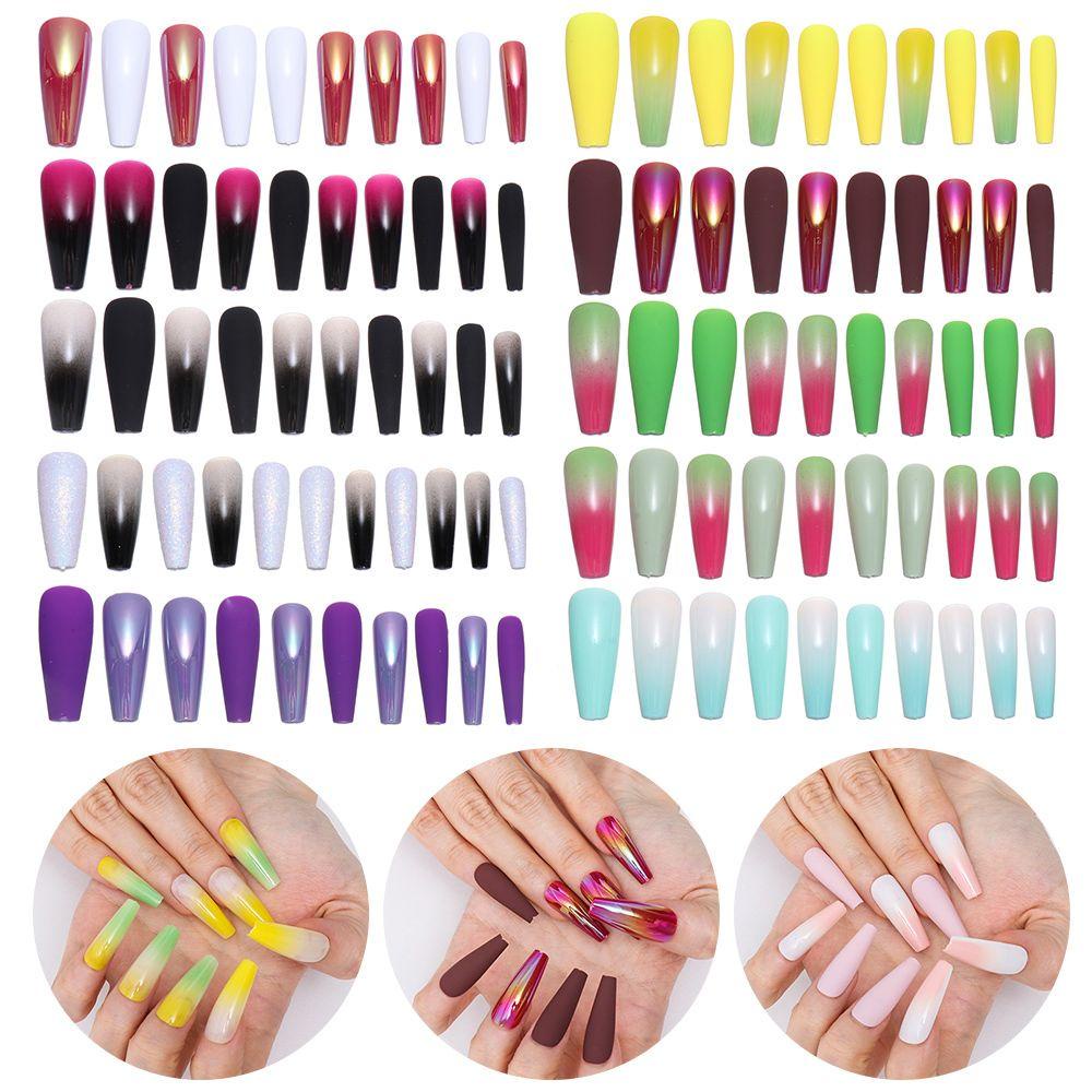 MELODG Móng Tay Giả Hình Chữ T Màu Ombre Thời Trang