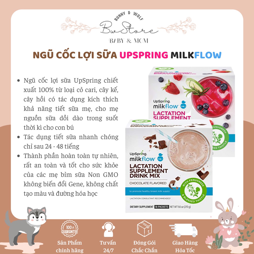 Ngũ Cốc Lợi Sữa UpSpring MilkFlow Mỹ Hộp 16 gói 160gr Hàng Air - Date mới