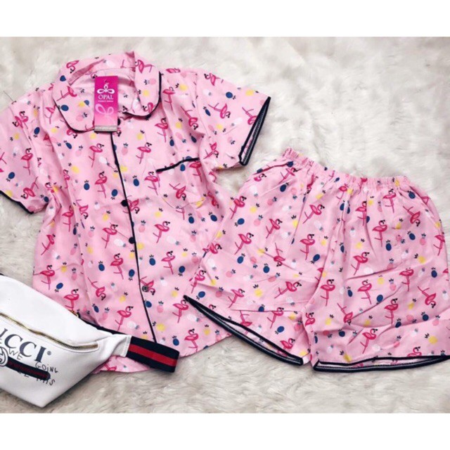 Bộ ngủ kate Thái pijama ( quần đùi, áo cộc )