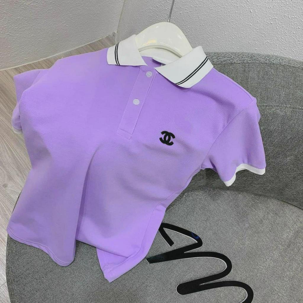 Áo polo nữ trắng, polo xanh, polo tím thêu CN cho nữ