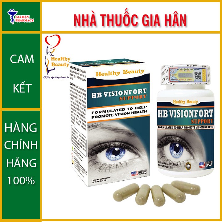 Viên HB VISIONFORT SUPPORT giúp tăng cường thị lực, giảm lão hóa mắt, giảm nguy cơ thoái hóa điểm và