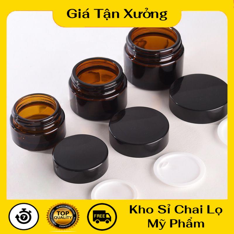 Hũ Chiết Mỹ Phẩm ❤ TRÙM SỈ ❤ Hũ đựng kem thủy tinh nâu 30g,50g chiết mỹ phẩm , phụ kiện du lịch