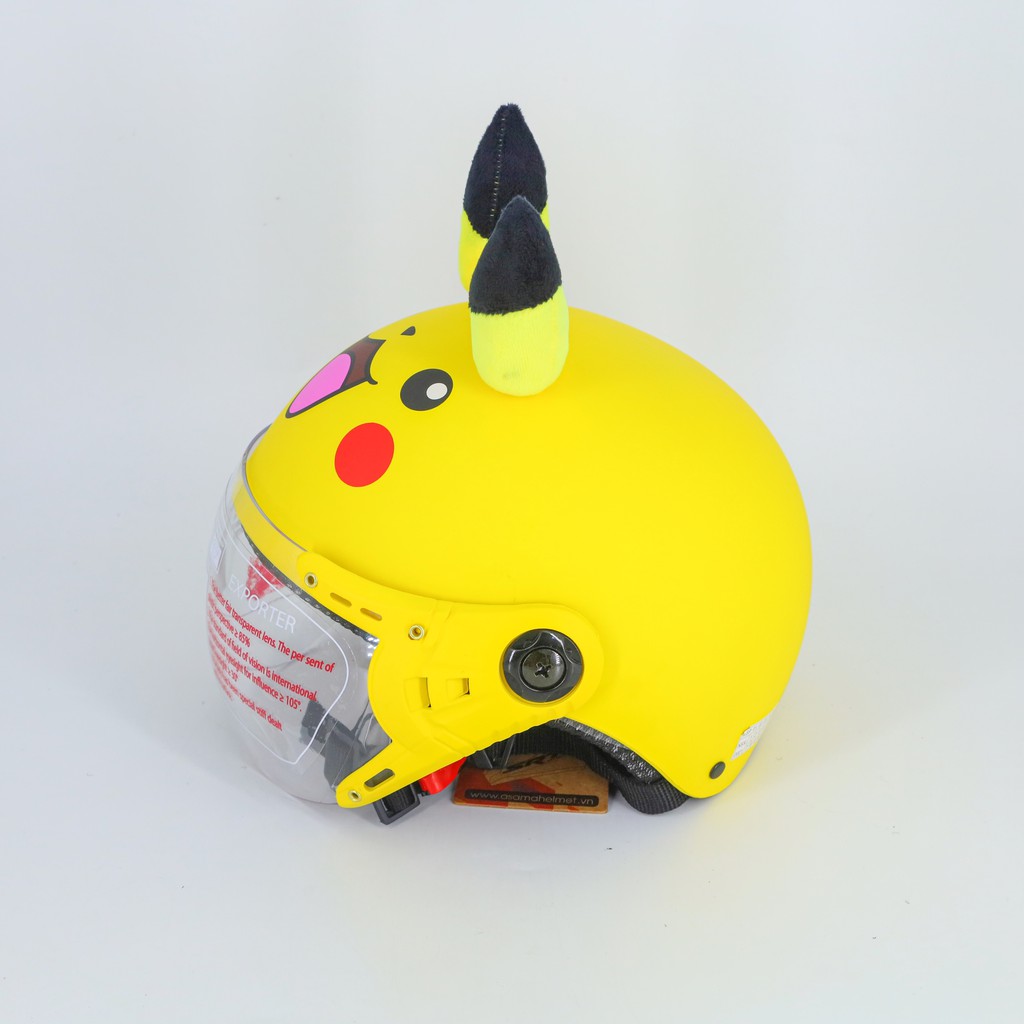 Mũ bảo hiểm nửa đầu trẻ em SRT - có tai và kính - Pikachu - cao cấp