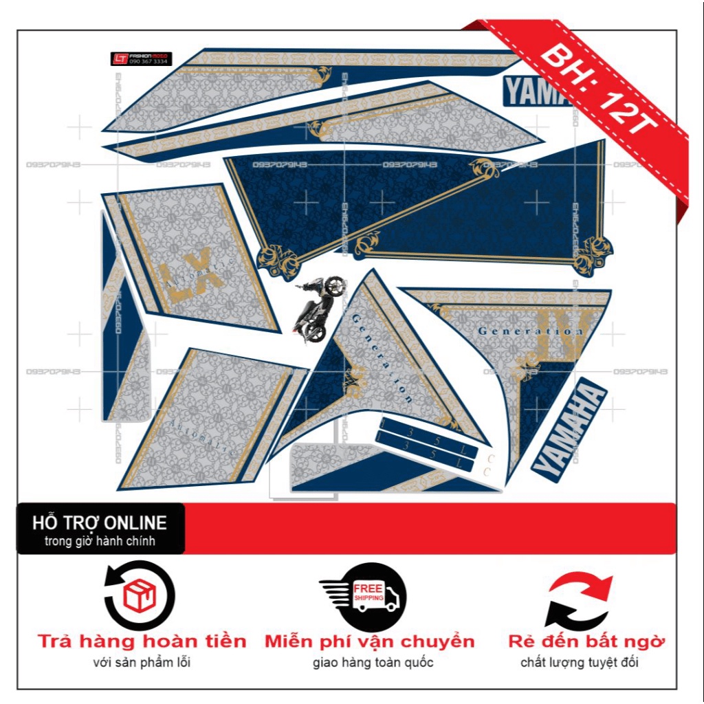 TEM XE NOUVO 4 LX XANH MỰC -- SHIN DECAL 2