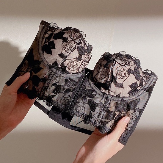 Áo Bra Ren 2 Dây Cao Cấp Bralette - Áo Ngực Có Gọng Bản To Cài Sau AMYBRA A1982
