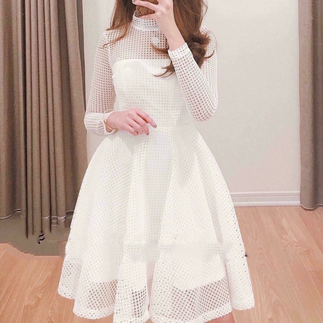 Đầm dạ tiệc phối lưới sang chảnh